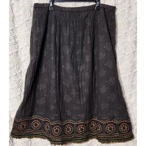 Chicos Skirt Womens 2 / L Whimsigoth Boho Gypsy Witchy Beaded‎ Modest Chocolate